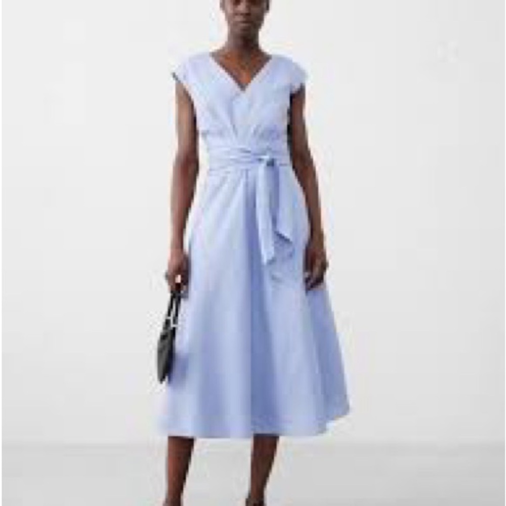 LINEN-BLEND WRAP MIDI DRESS Banana Republic Factory